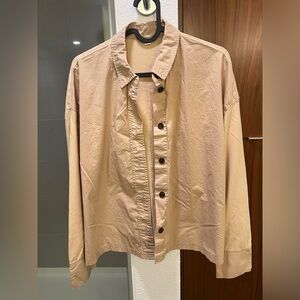 Elegant Tan Button-Down Women's Shirt